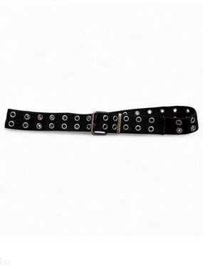 Y2K Style Black Double-Row Grommet Canvas Belt